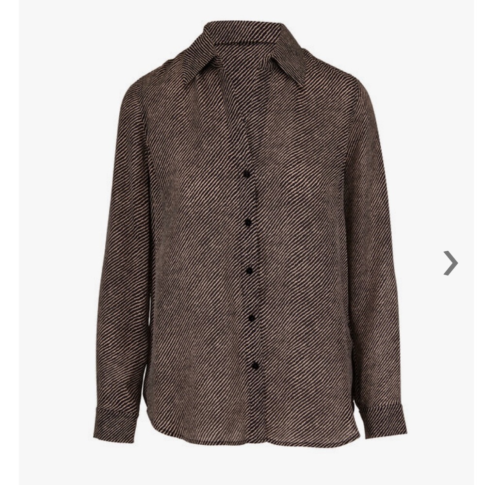 L'AGENCE Black and Brown Casual Button Down Shirt with Rustic Texture